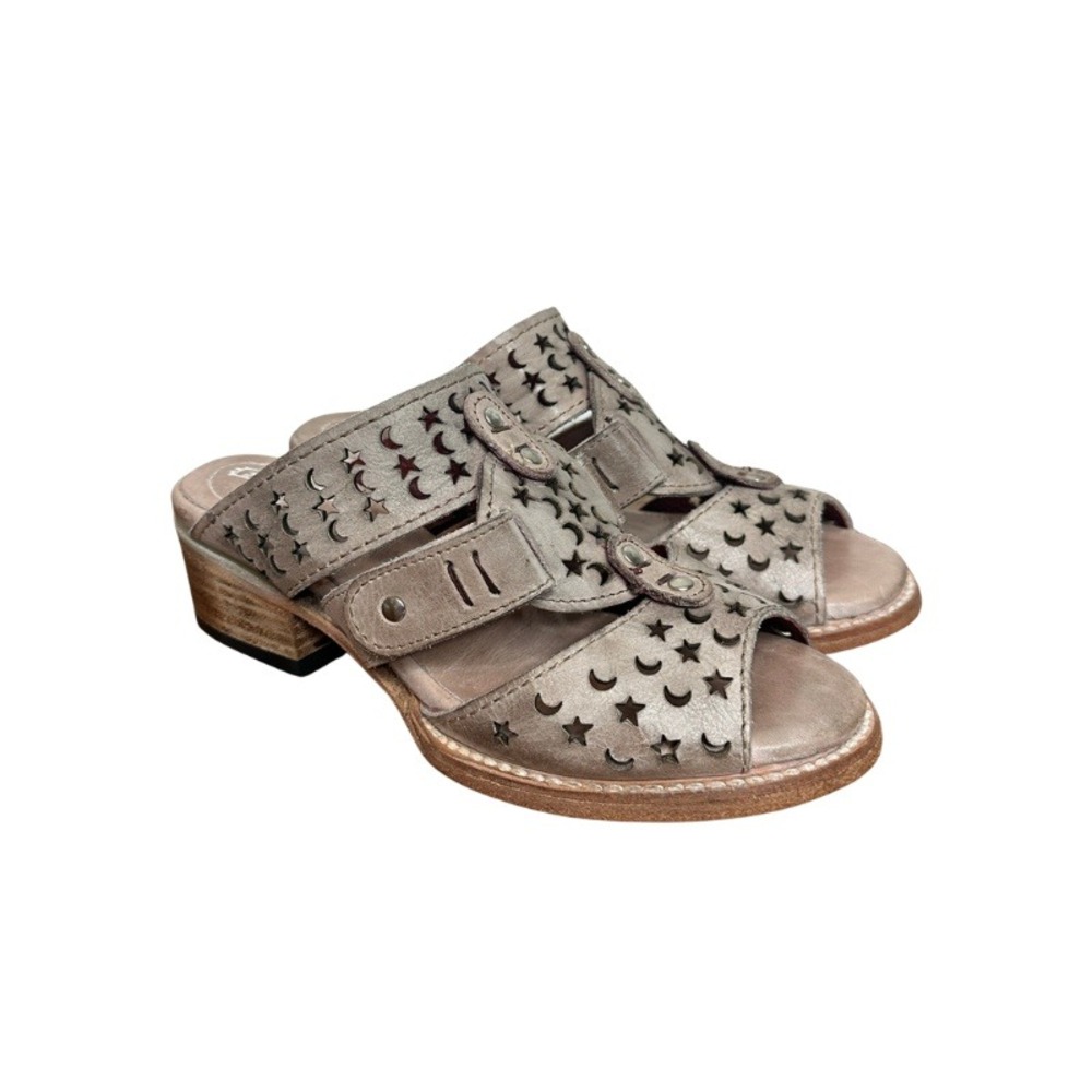 NWOT Freebird Moonstar Leather Mule Sandals in Ice Taupe Size 6 Star Moon Slide - Picture 2 of 8